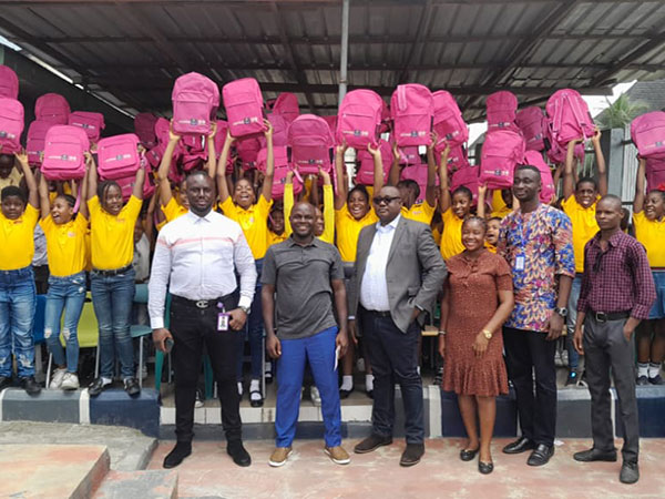 Distribution of school items at Elevado Secondary School, Effurun, Delta State, Nigeria.